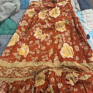Cynthia Rowley A-Line Skirt in Rust and Yellow Floral